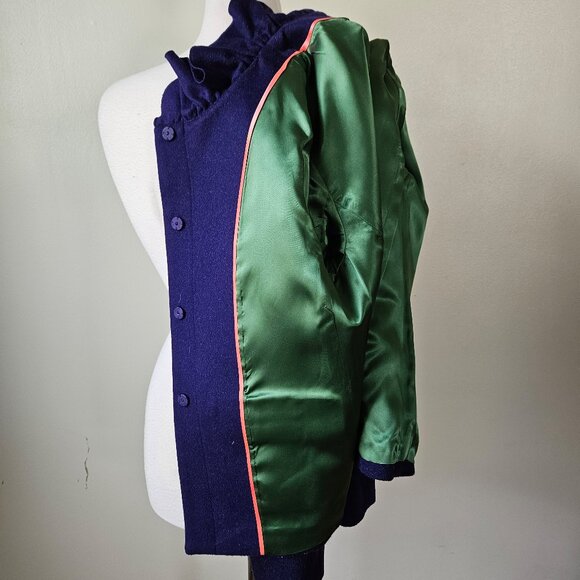 Boden Cashmere/Wool Royal Purple Ruffle Collar Jacket Blazer Lagenlook 12UK/8US - Picture 10 of 10